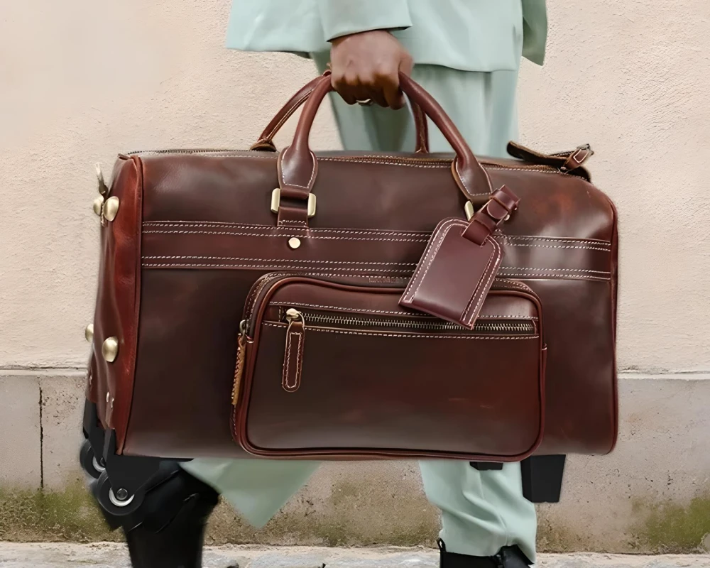 retro luggage with wheels