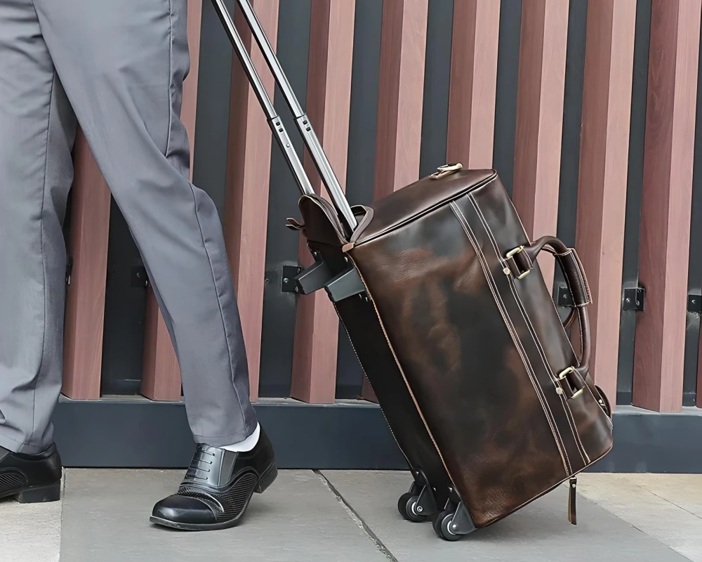 retro luggage with wheels