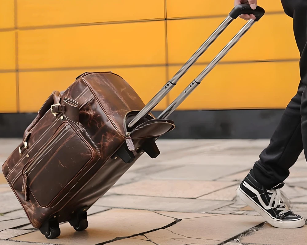leather luggage carry on